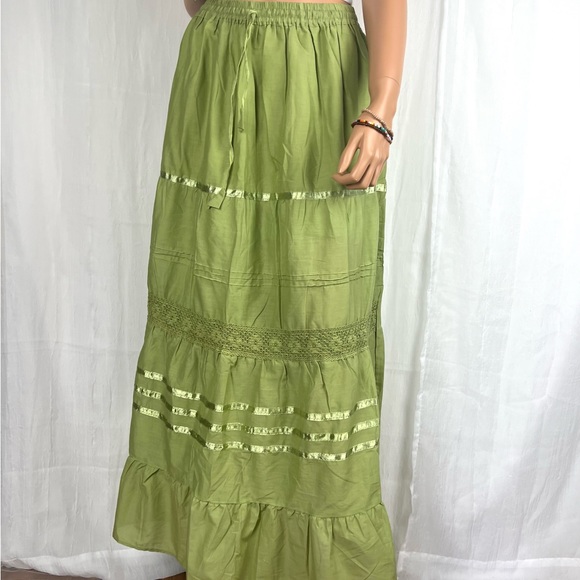 Cottagecore Long Skirt Olive Green - Picture 5 of 13
